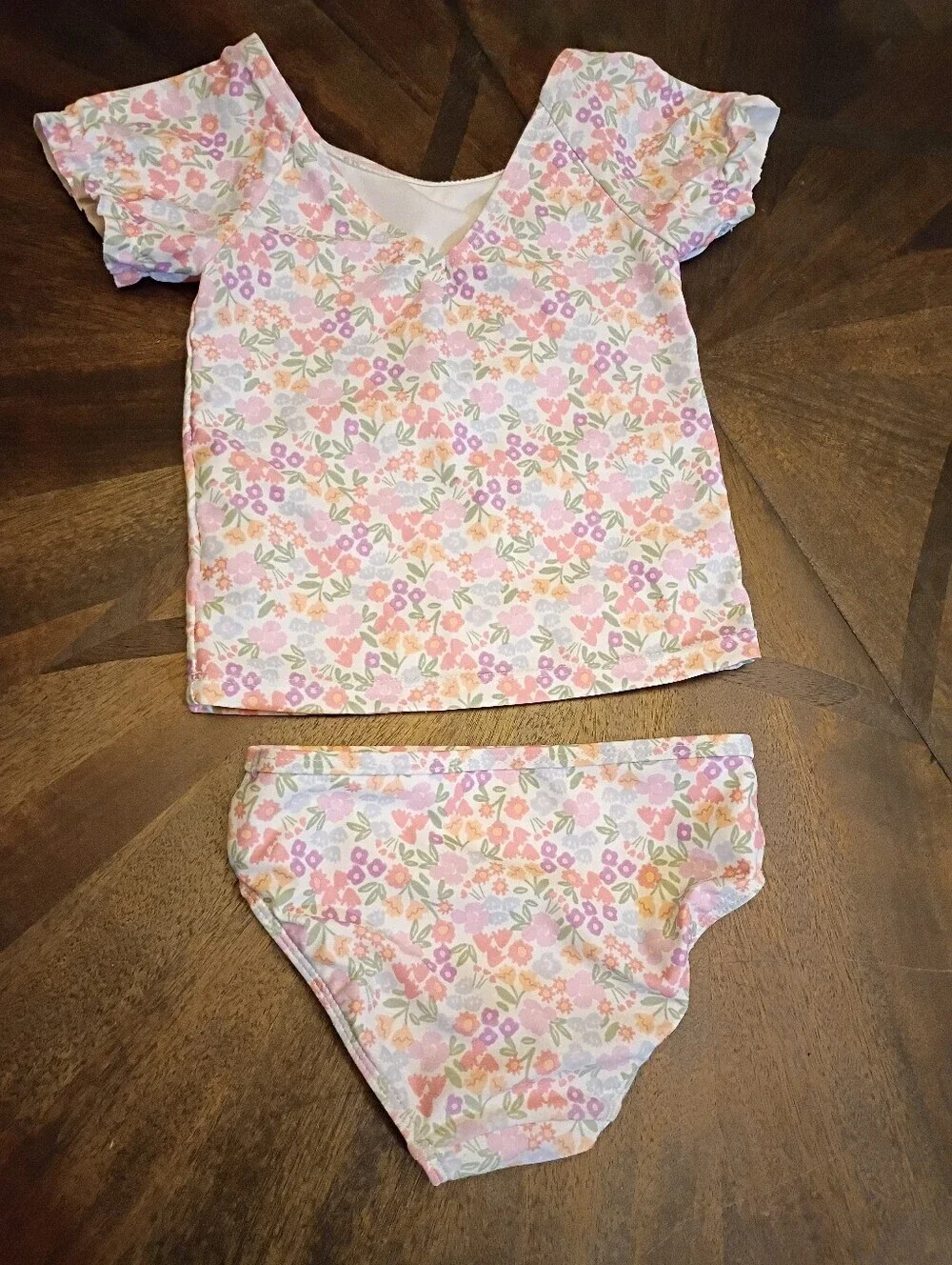 Carter’s Just One You 2T Floral Two Piece Swimsuit Tod Girls Pink Puff Sleeve